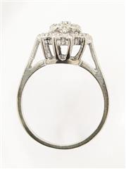 14K 2.6g Solid White Gold Diamond Starburst Halo Cluster Ladys Ring Size-6.25